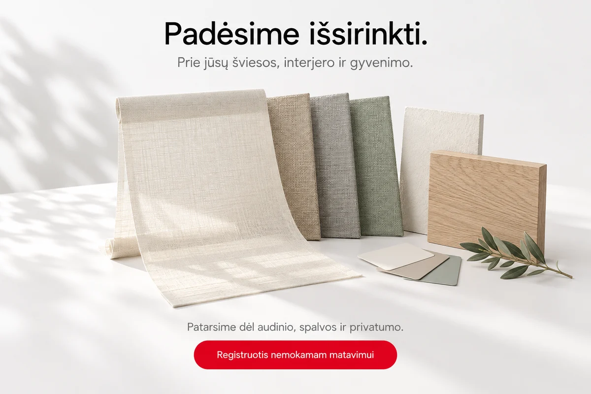 Medžiagų ir atspalvių pavyzdžiai