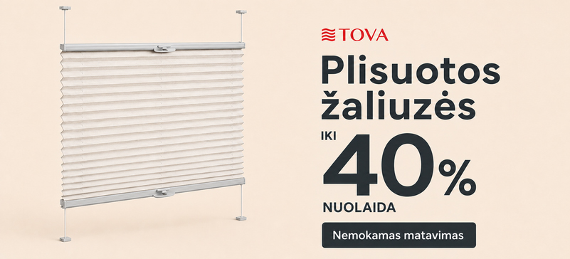 Plisuotos žaliuzės – 40 % nuolaida